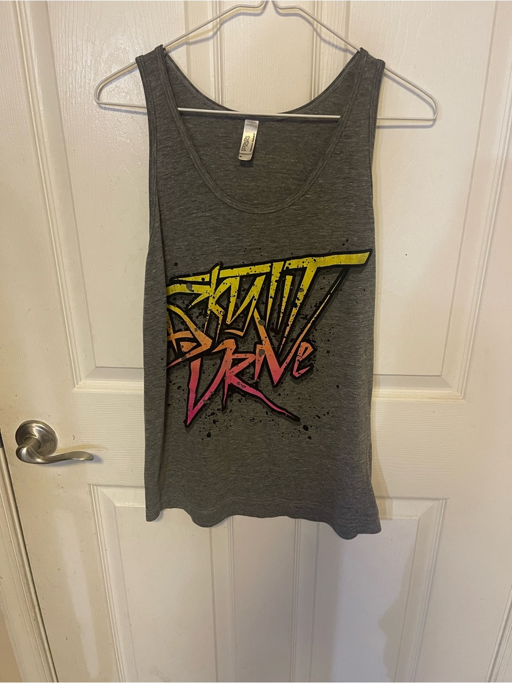 American Apparel Gray Tank Top with Yellow-Pink Gradient Graphic